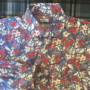 NWT Kiton Floral Multicolor Red Blue White Pattern Men’s Casual Shirt Size XXL